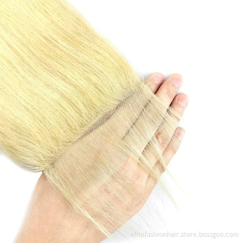 Virgin Brazilian Remy Human Hair Extension Straight Hair Blonde 4x4 lace Closure 613 Closure 4x4 Transparent HD Lace Closure